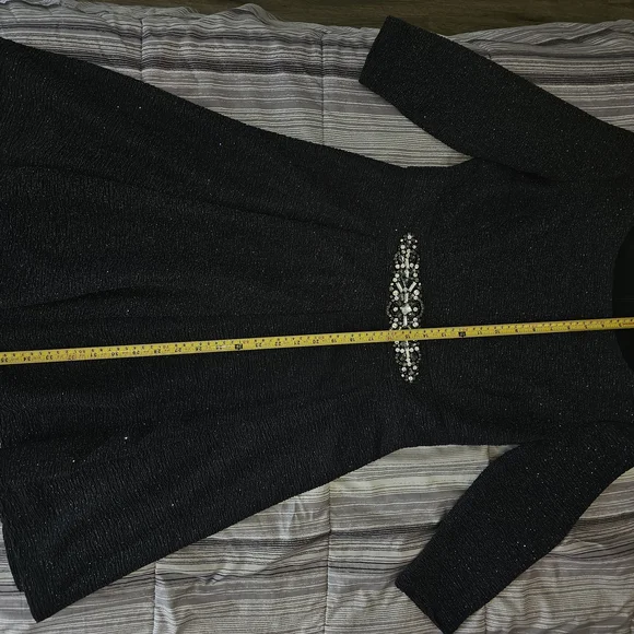 Eliza J Navy Sparkle Stretch Dress Embellished Waist Size 10 - Picture 6 of 15